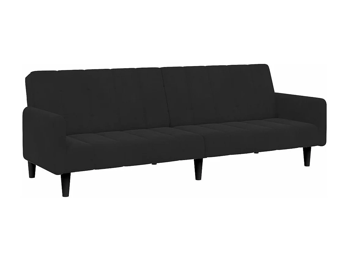 Canapé convertible à 2 places avec repose-pied noir velours FR64777