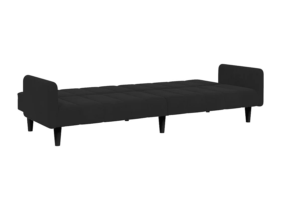 Canapé convertible à 2 places avec repose-pied noir velours FR64777