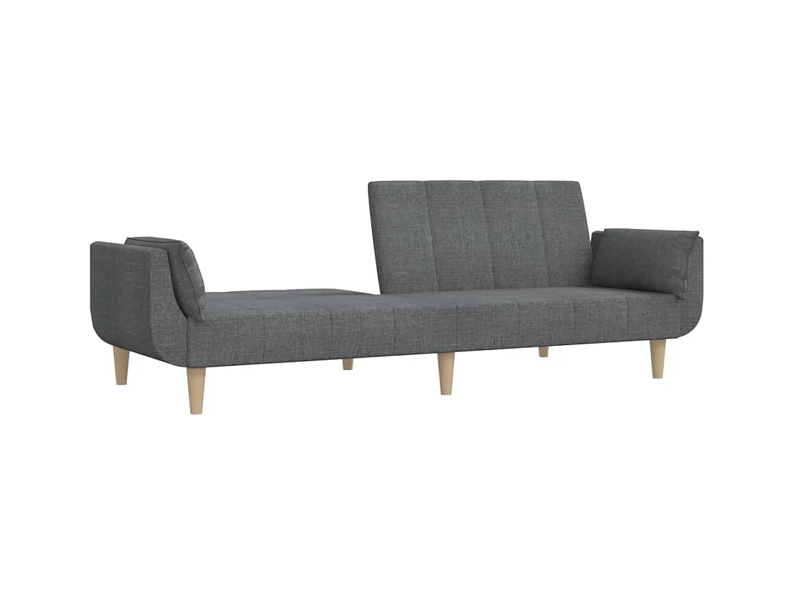 Canapé convertible à 2 places avec deux oreillers gris clair tissu FR21357
