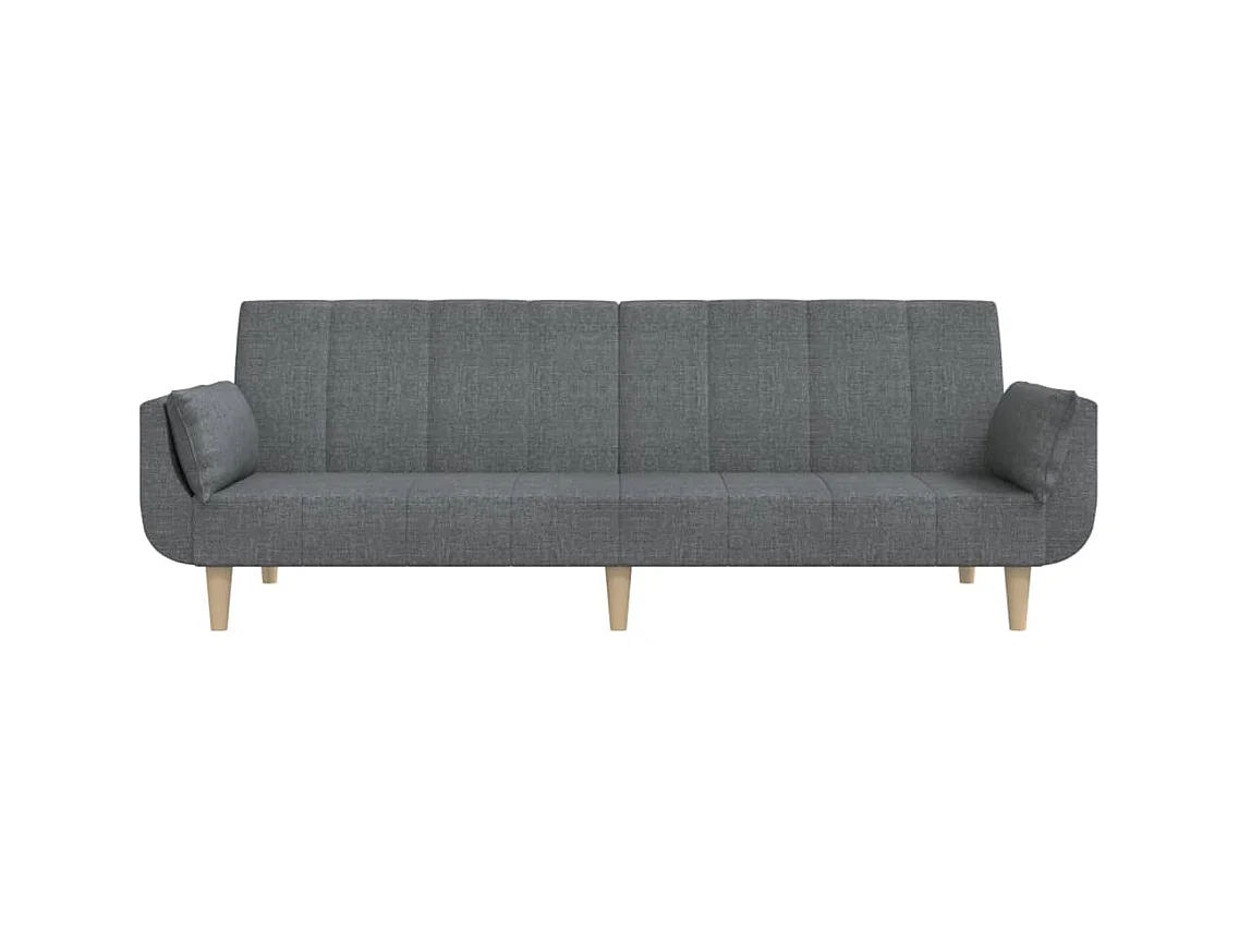 Canapé convertible à 2 places avec deux oreillers gris clair tissu FR21357