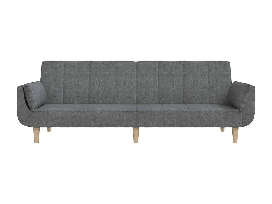 Sofá-cama 2 lugares com duas almofadas tecido cinzento-claro PT795045