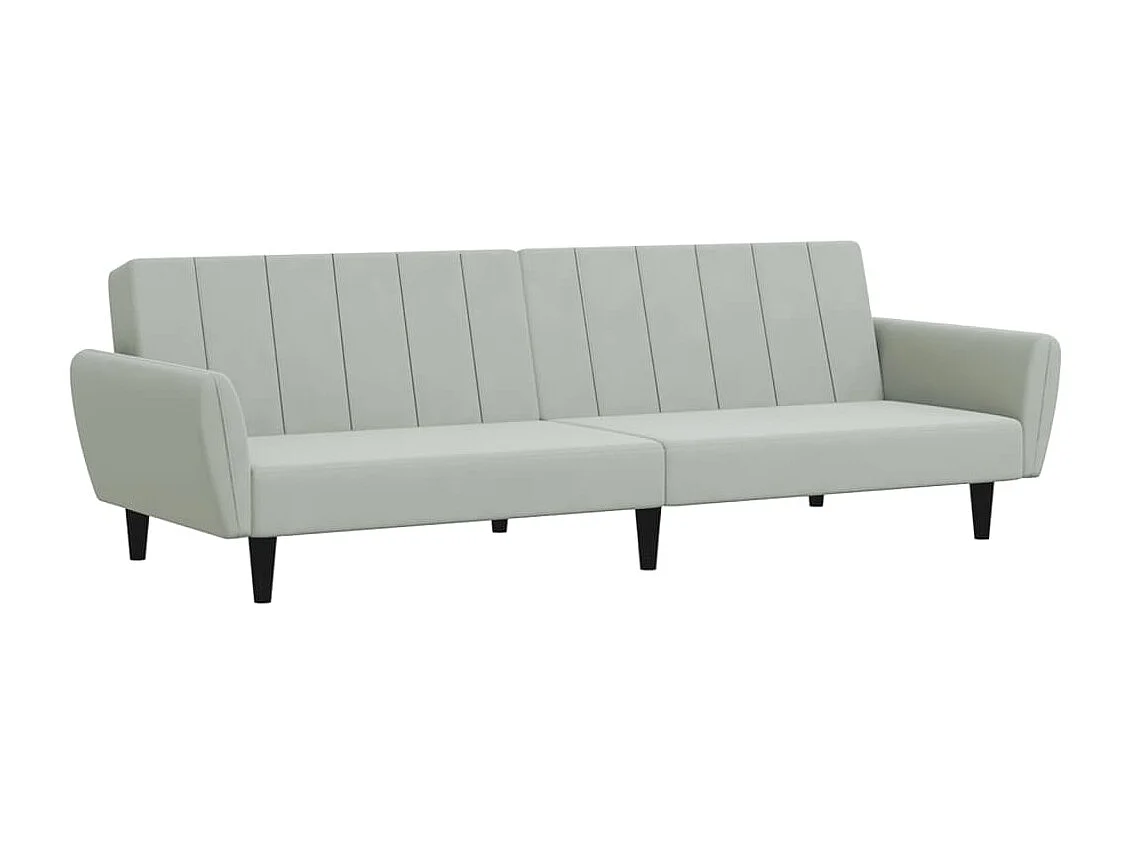 Canapé convertible à 2 places avec repose-pied gris clair velours FR40604