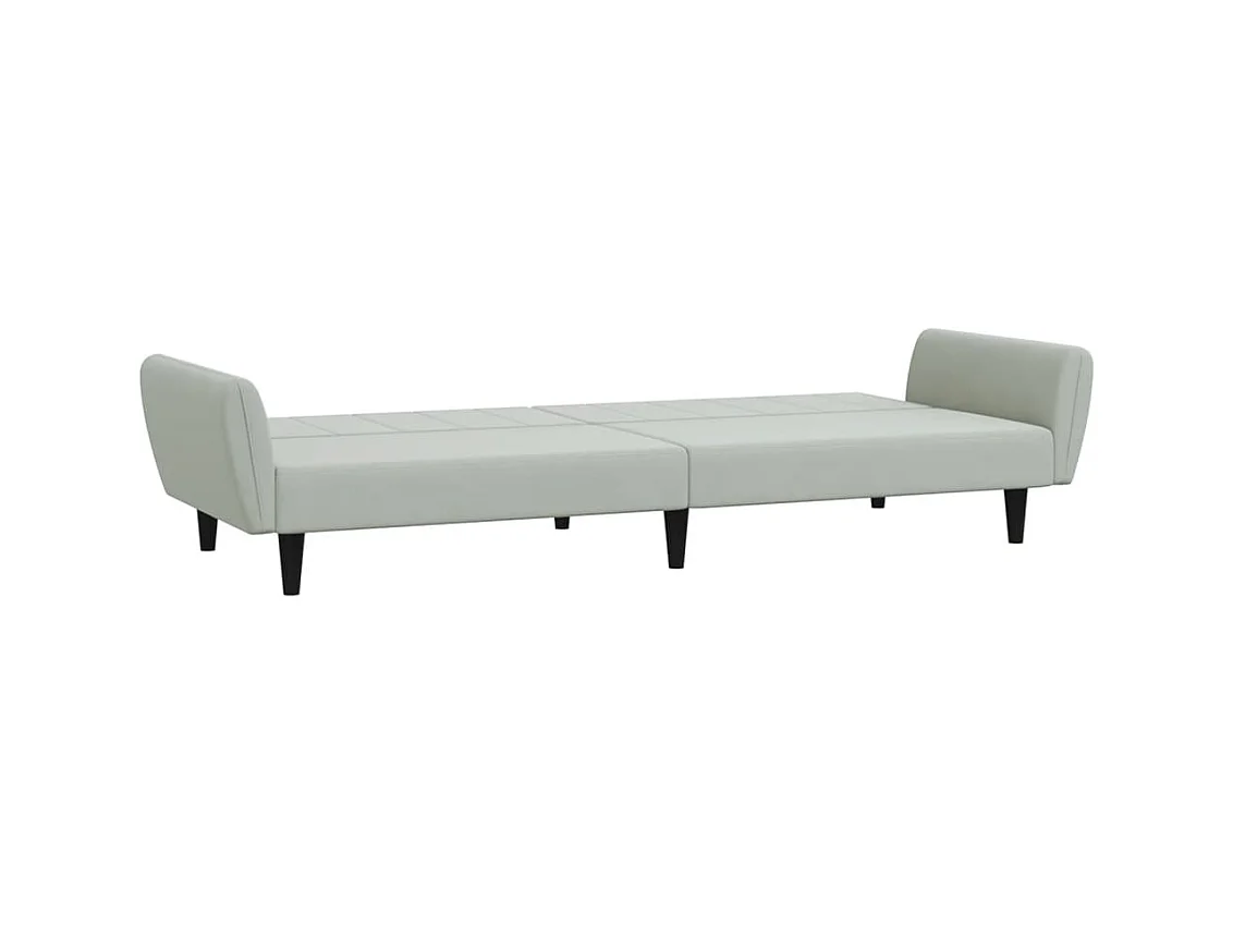 Canapé convertible à 2 places avec repose-pied gris clair velours FR40604