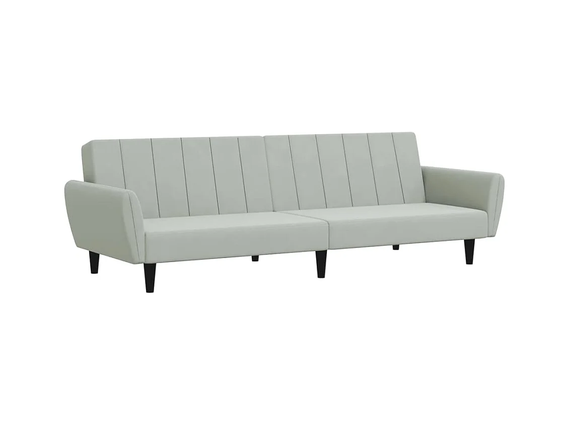 Canapé convertible à 2 places avec repose-pied gris clair velours FR40604