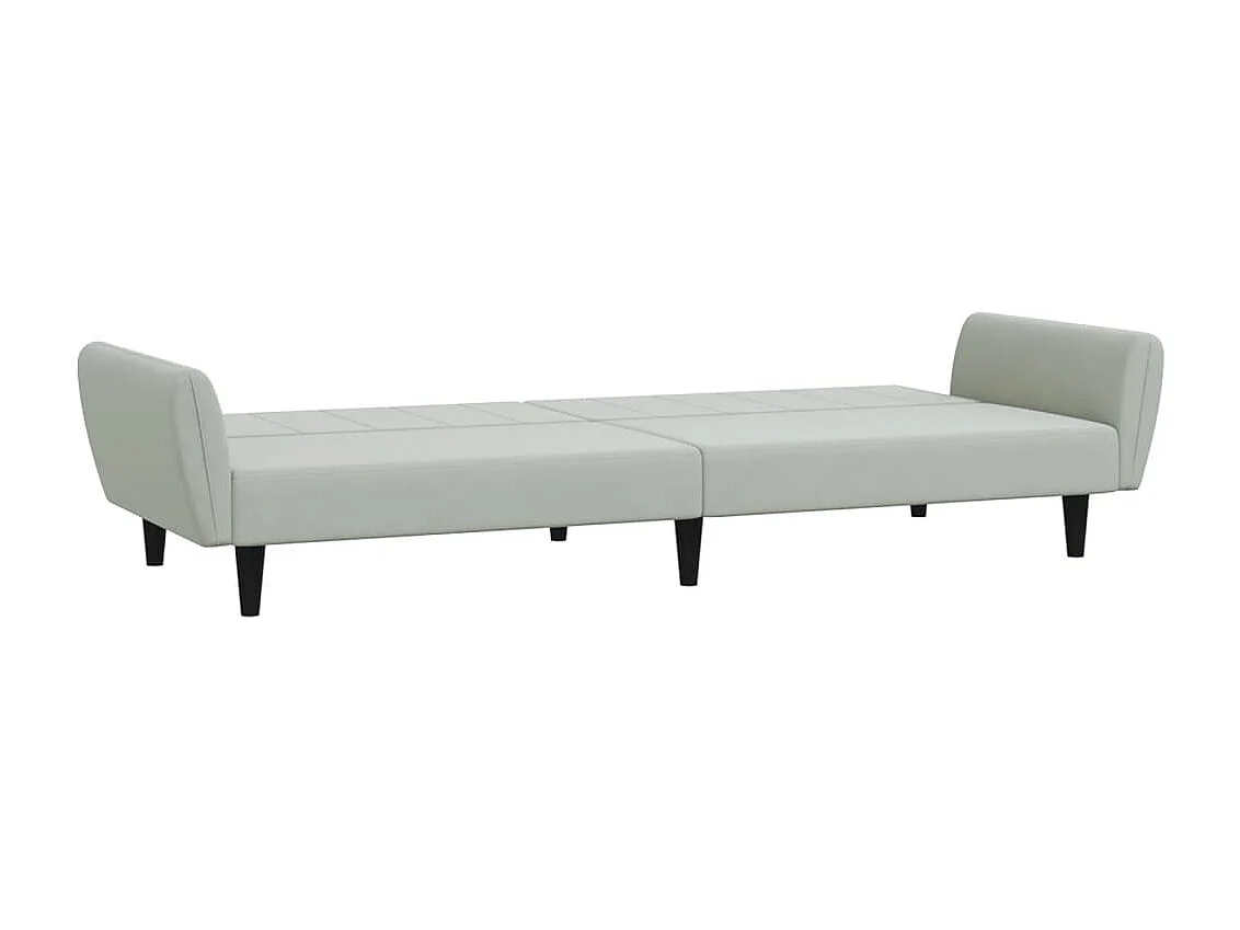Canapé convertible à 2 places avec repose-pied gris clair velours FR40604