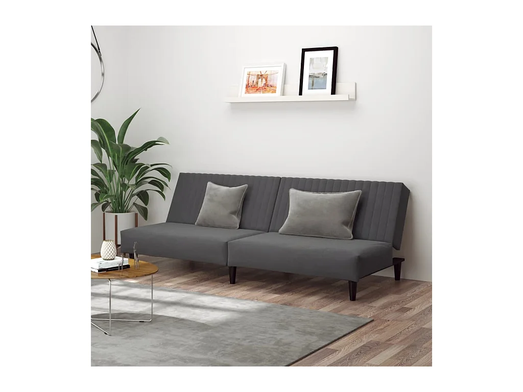 Canapé convertible à 2 places gris foncé velours FR11931