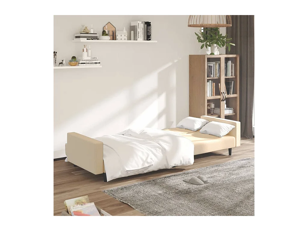 Sofá-cama de 2 lugares veludo cor creme PT981626