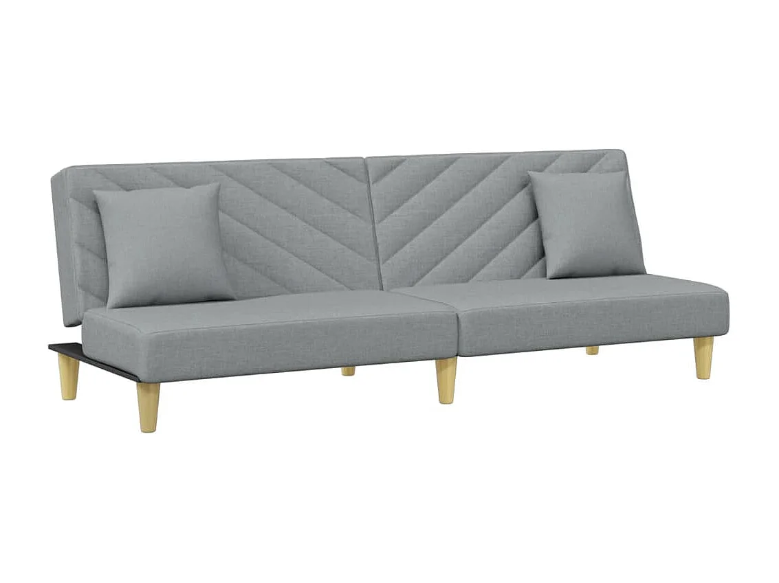 Canapé convertible à 2 places avec oreillers et repose-pied gris clair FR92769