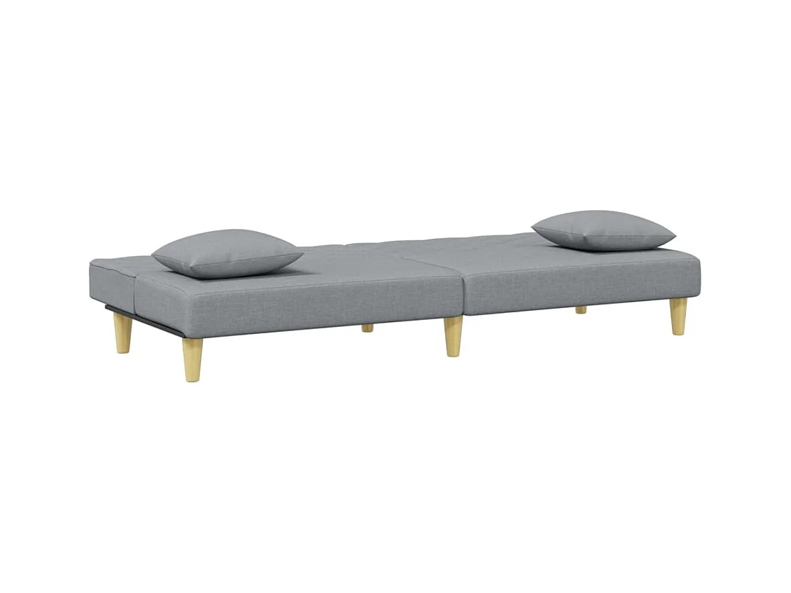Canapé convertible à 2 places avec oreillers et repose-pied gris clair FR92769