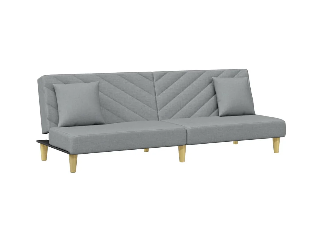 Canapé convertible à 2 places avec oreillers et repose-pied gris clair FR92769
