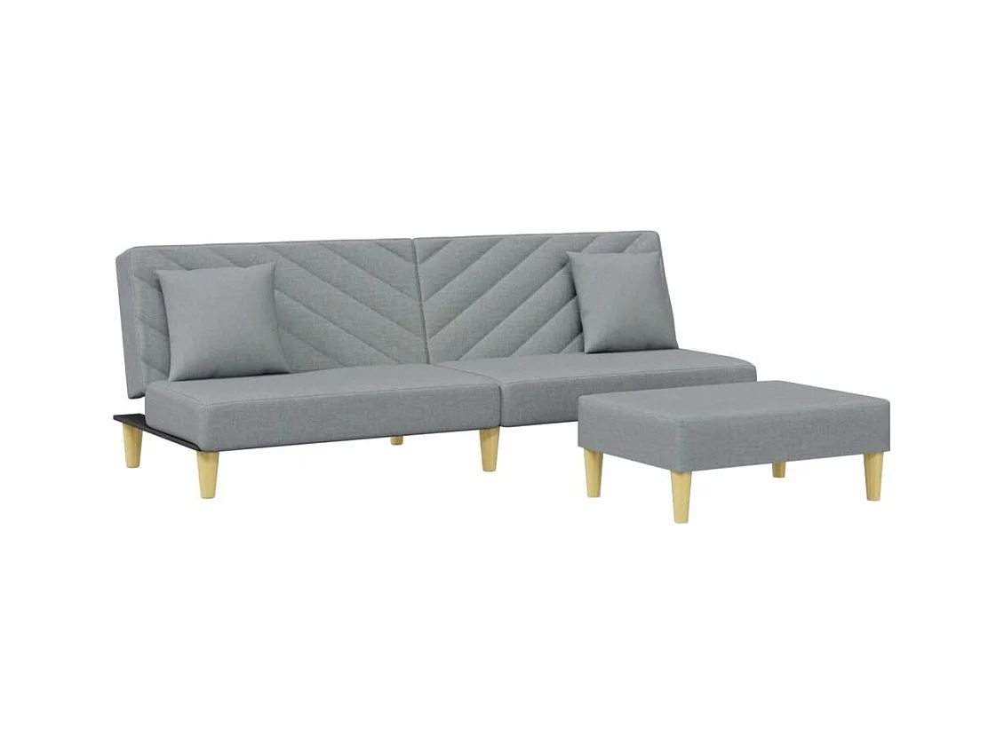 Canapé convertible à 2 places avec oreillers et repose-pied gris clair FR92769