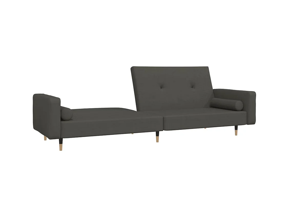 Canapé convertible à 2 places avec deux oreillers Gris foncé Velours FR90629