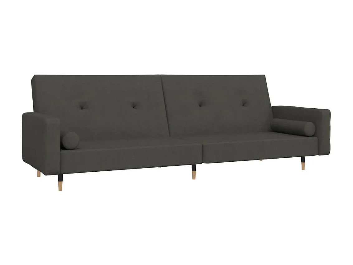 Sofá cama de 2 plazas con dos almohadas terciopelo gris oscuro ES816389