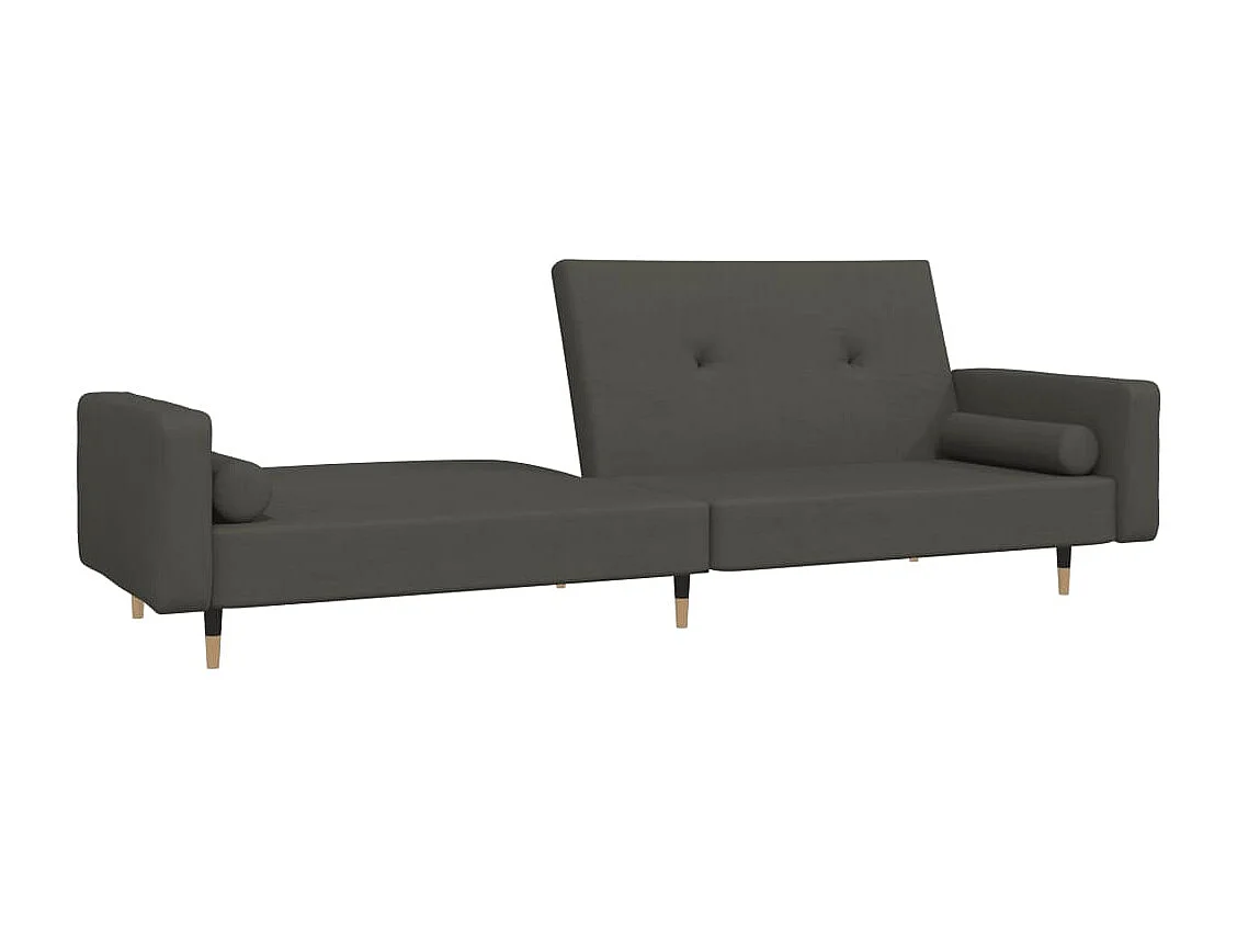 Canapé convertible à 2 places avec deux oreillers Gris foncé Velours FR90629