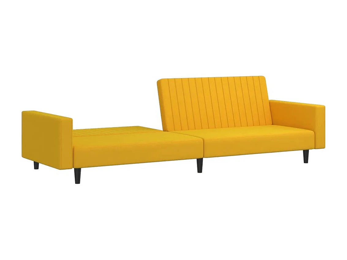 Canapé convertible 2 places jaune velours FR18965