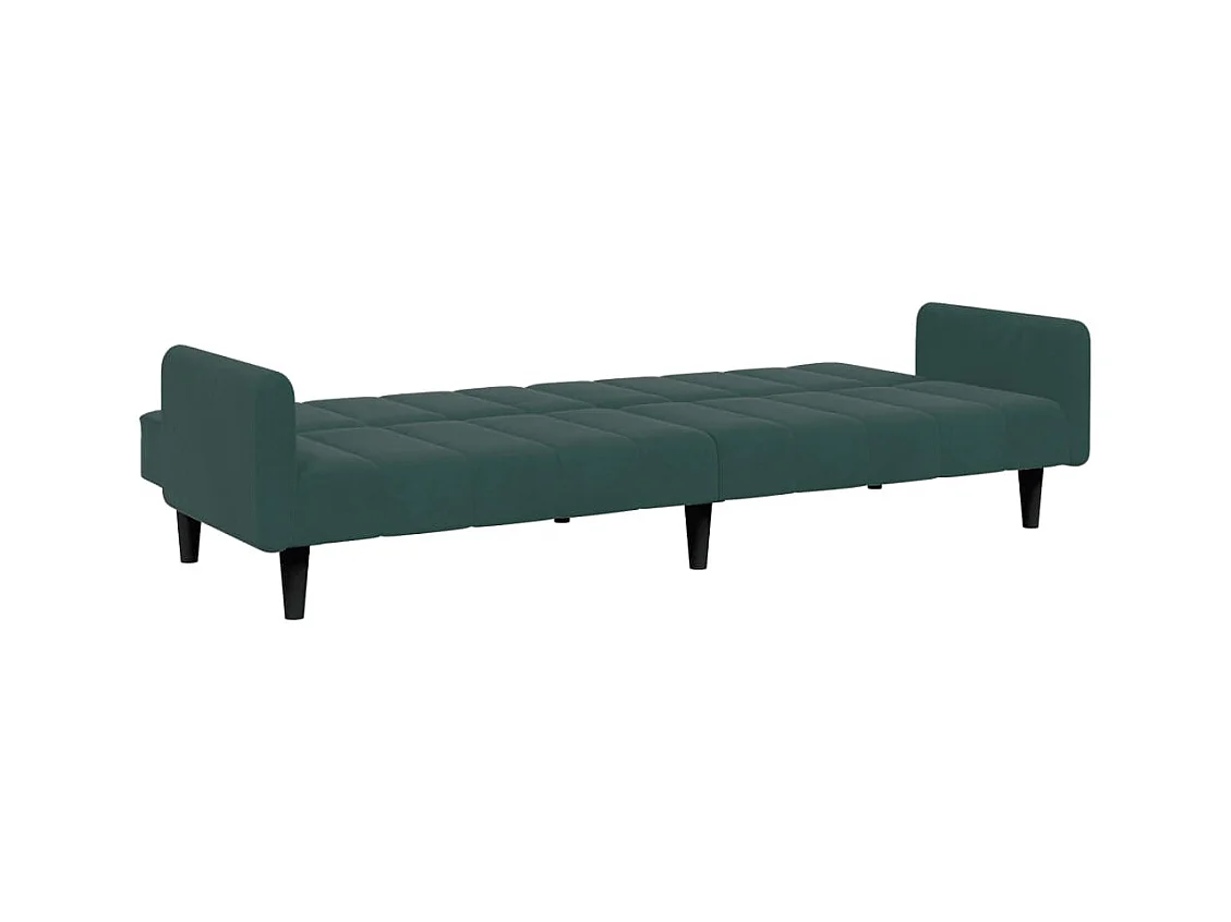 Canapé convertible à 2 places avec repose-pied vert foncé velours FR12421