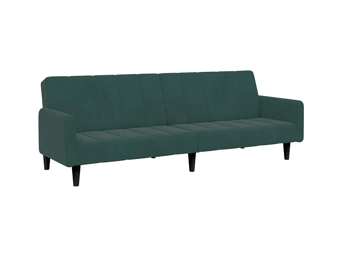 Canapé convertible à 2 places avec repose-pied vert foncé velours FR12421