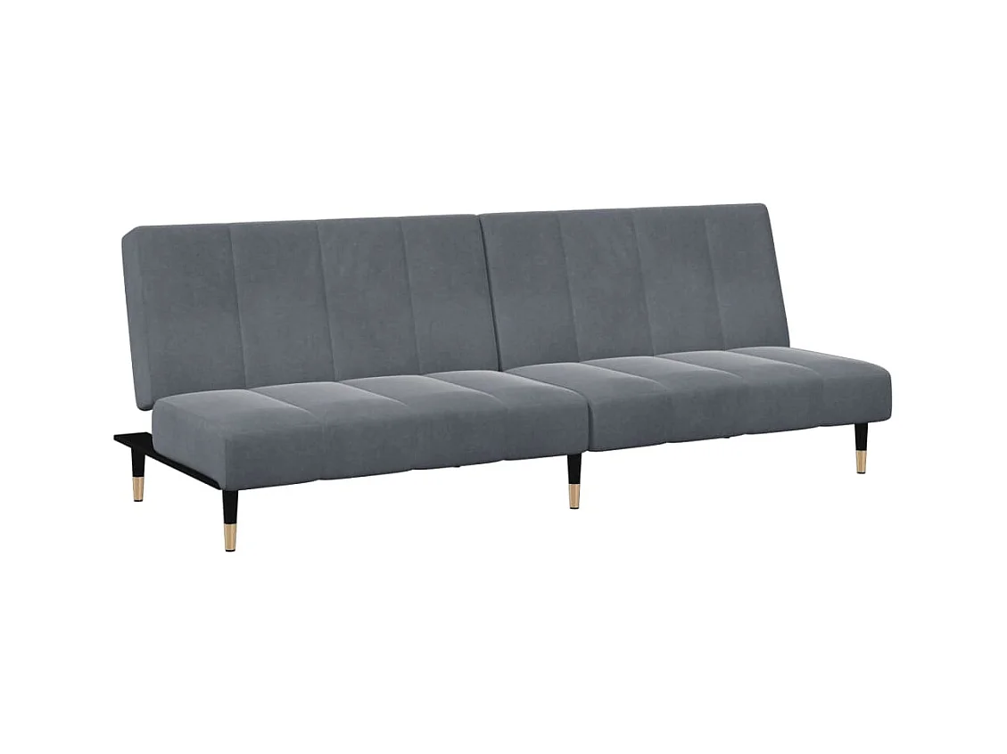 Canapé convertible à 2 places avec repose-pied gris foncé velours FR12844