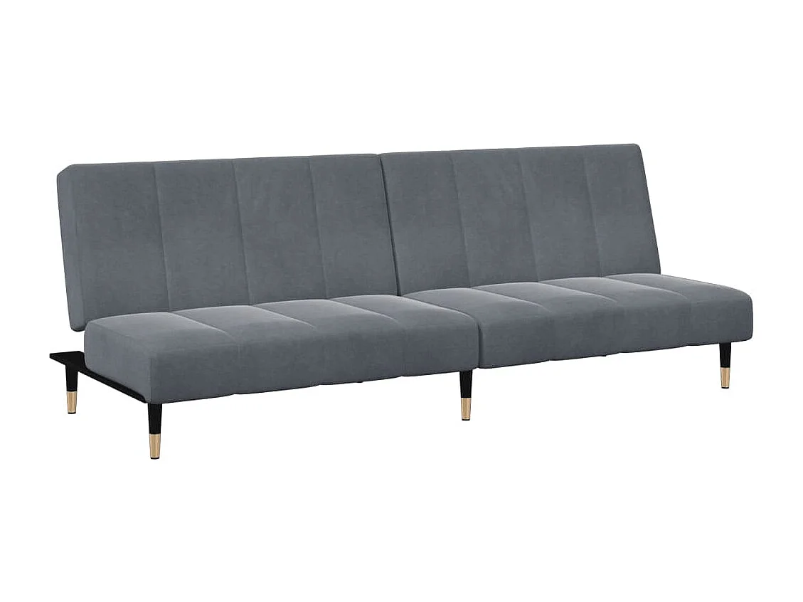 Canapé convertible à 2 places avec repose-pied gris foncé velours FR12844