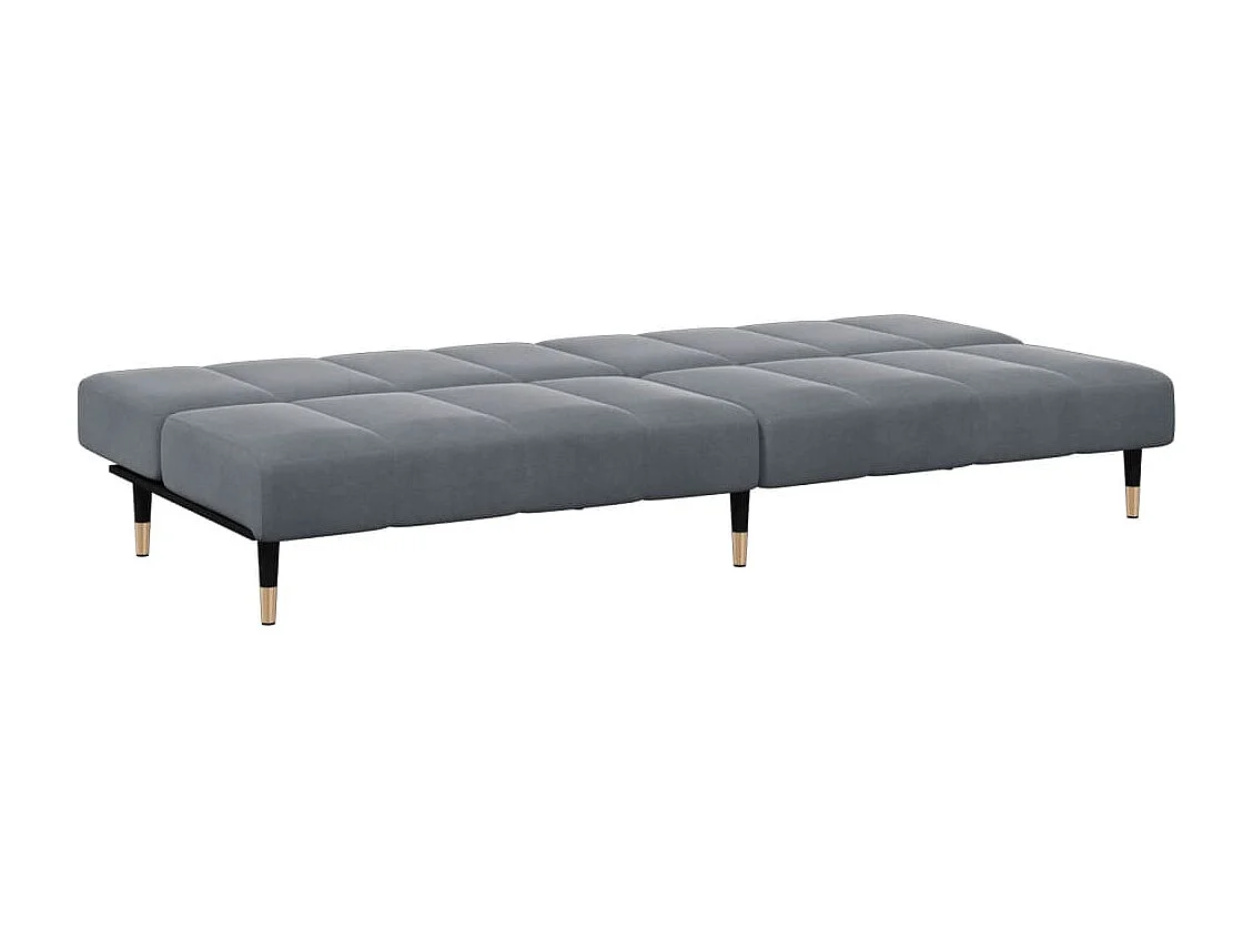 Canapé convertible à 2 places avec repose-pied gris foncé velours FR12844