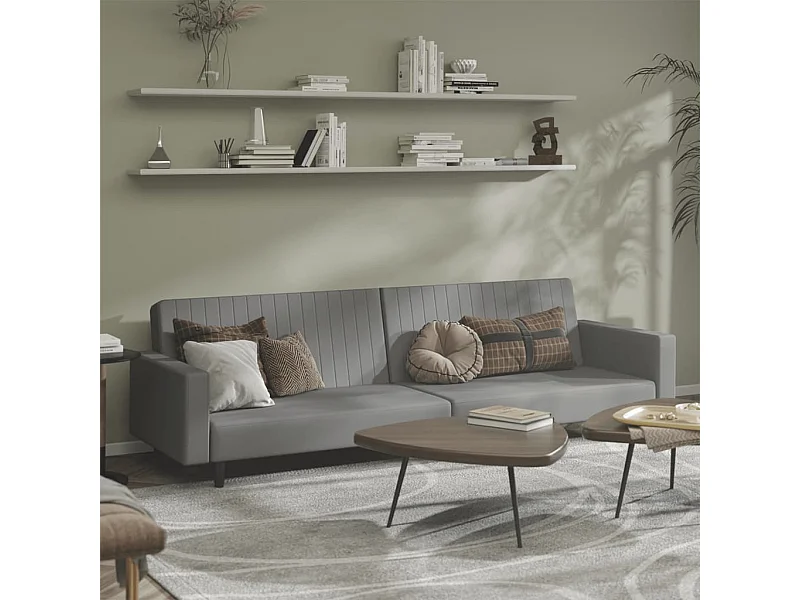 Canapé convertible à 2 places gris clair velours FR35576