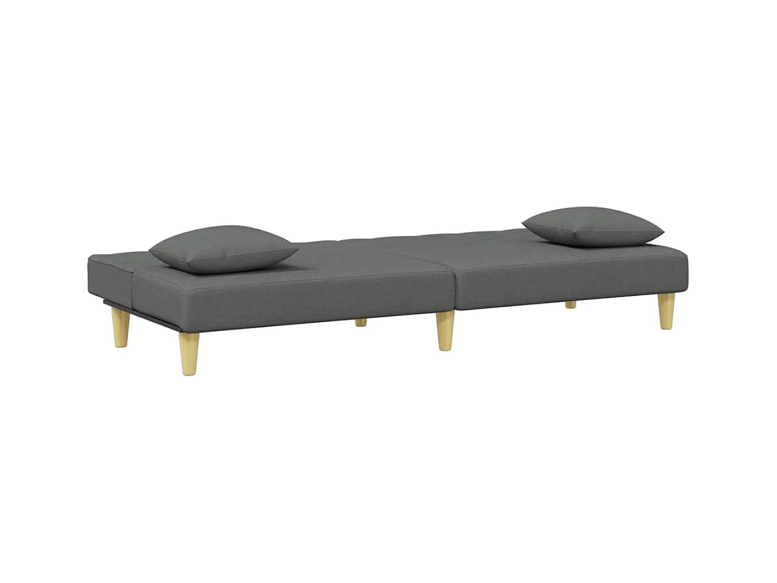 Canapé convertible à 2 places avec oreillers et repose-pied gris foncé FR18216