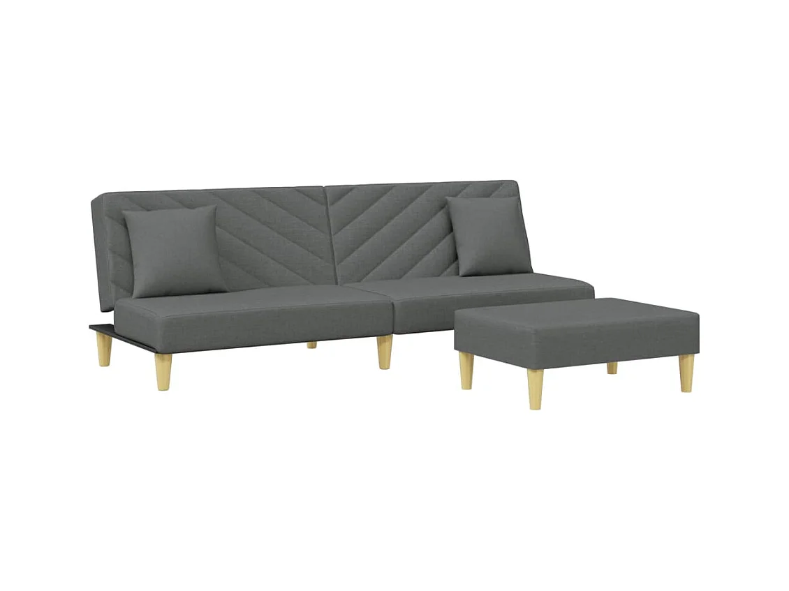 Canapé convertible à 2 places avec oreillers et repose-pied gris foncé FR18216