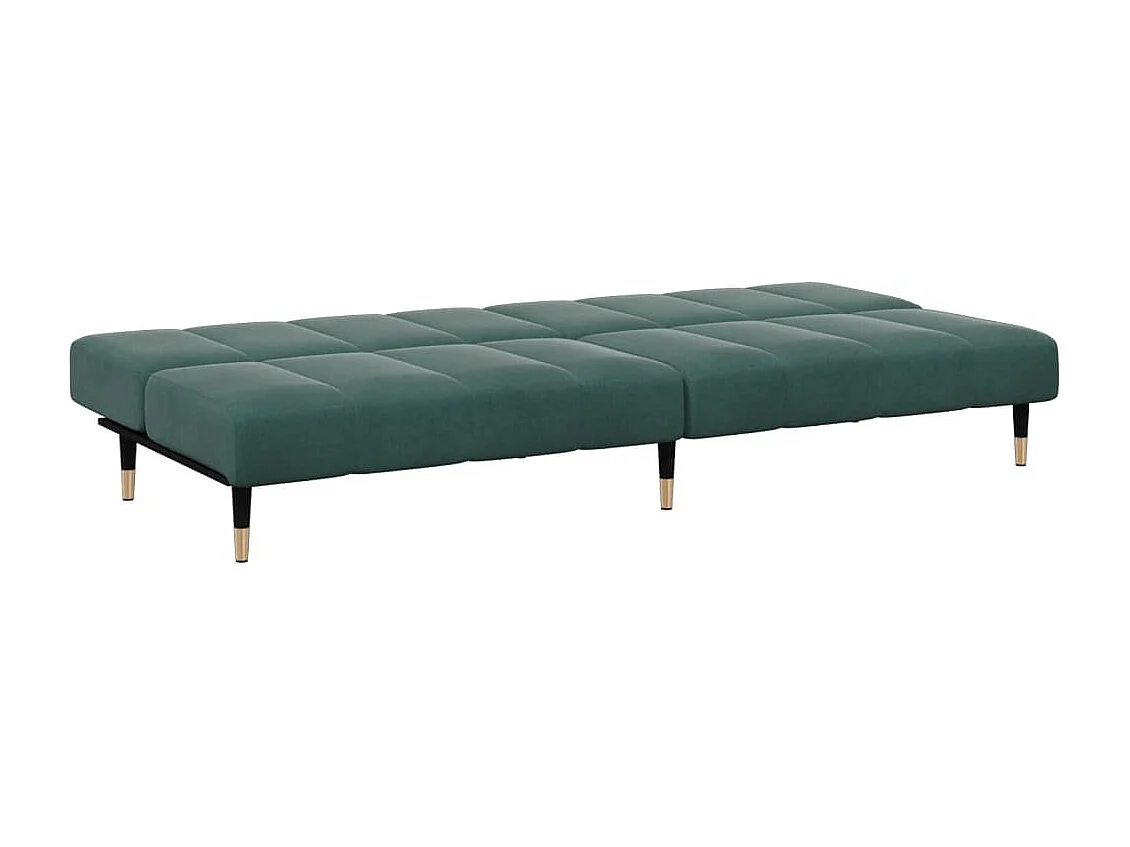 Canapé convertible à 2 places avec repose-pied vert foncé velours FR97635