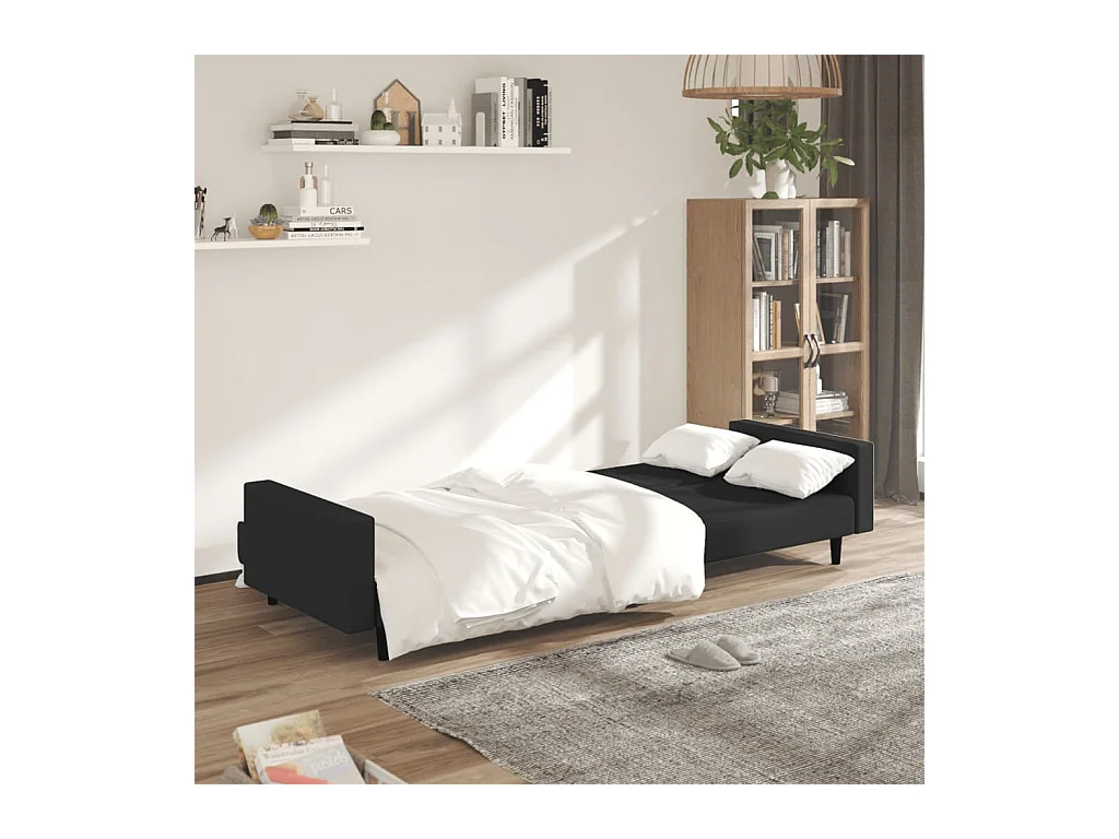 Canapé convertible 2 places noir velours FR47154