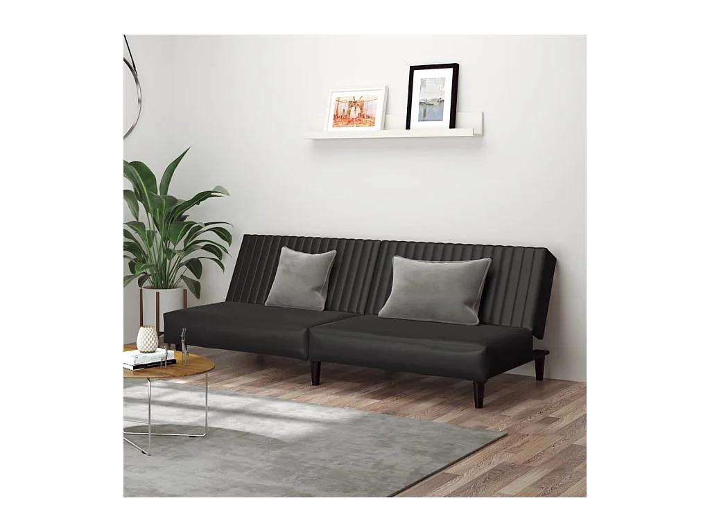 Slaapbank 2-zits kunstleer zwart BE313901