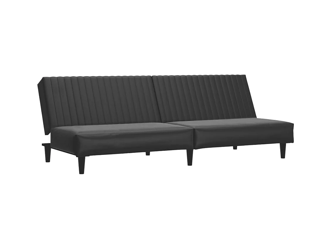 Slaapbank 2-zits kunstleer zwart BE313901