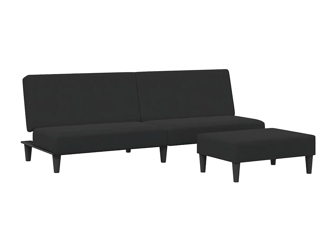 Sofá-cama 2 lugares c/ apoio de pés veludo preto PT883367