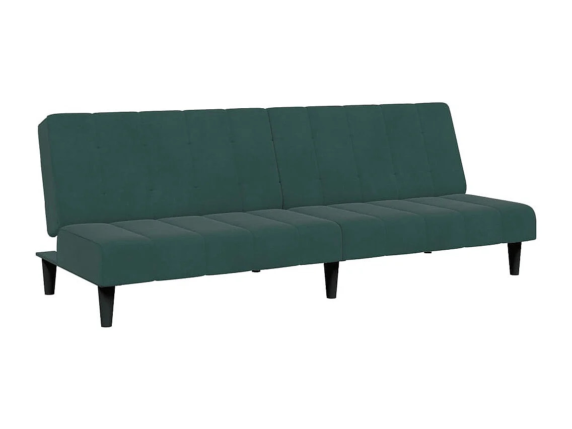 Canapé convertible à 2 places avec repose-pied vert foncé velours FR74317