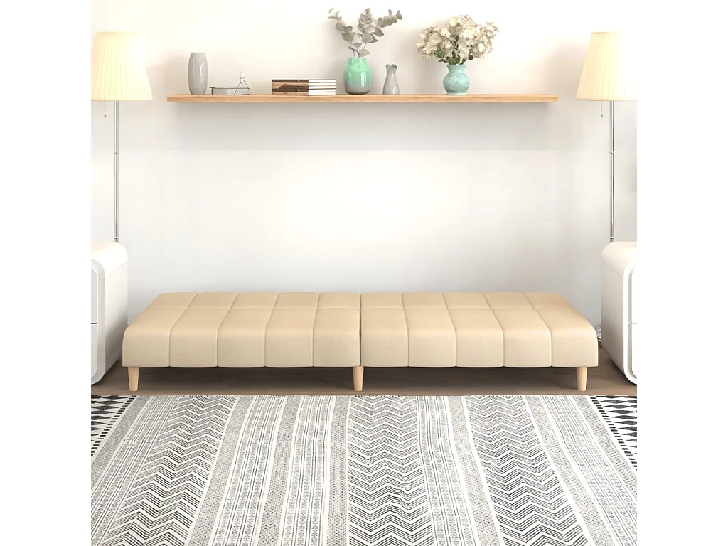 Canapé convertible à 2 places crème tissu FR64943