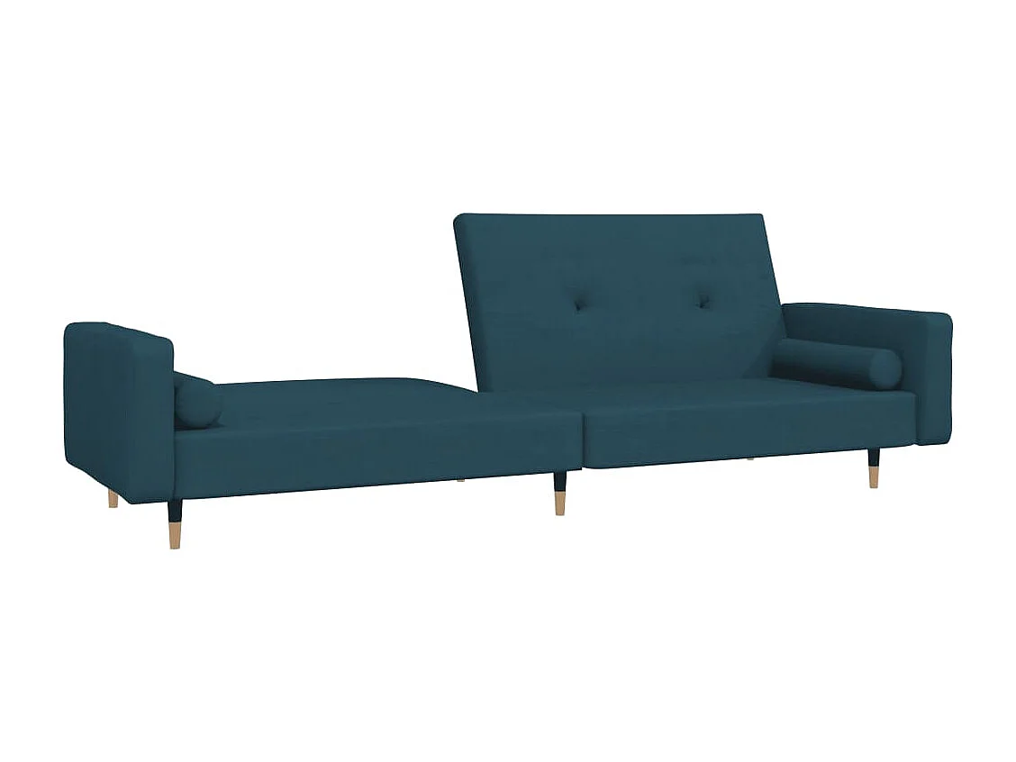 Sofá cama de 2 plazas con dos almohadas terciopelo azul ES521567