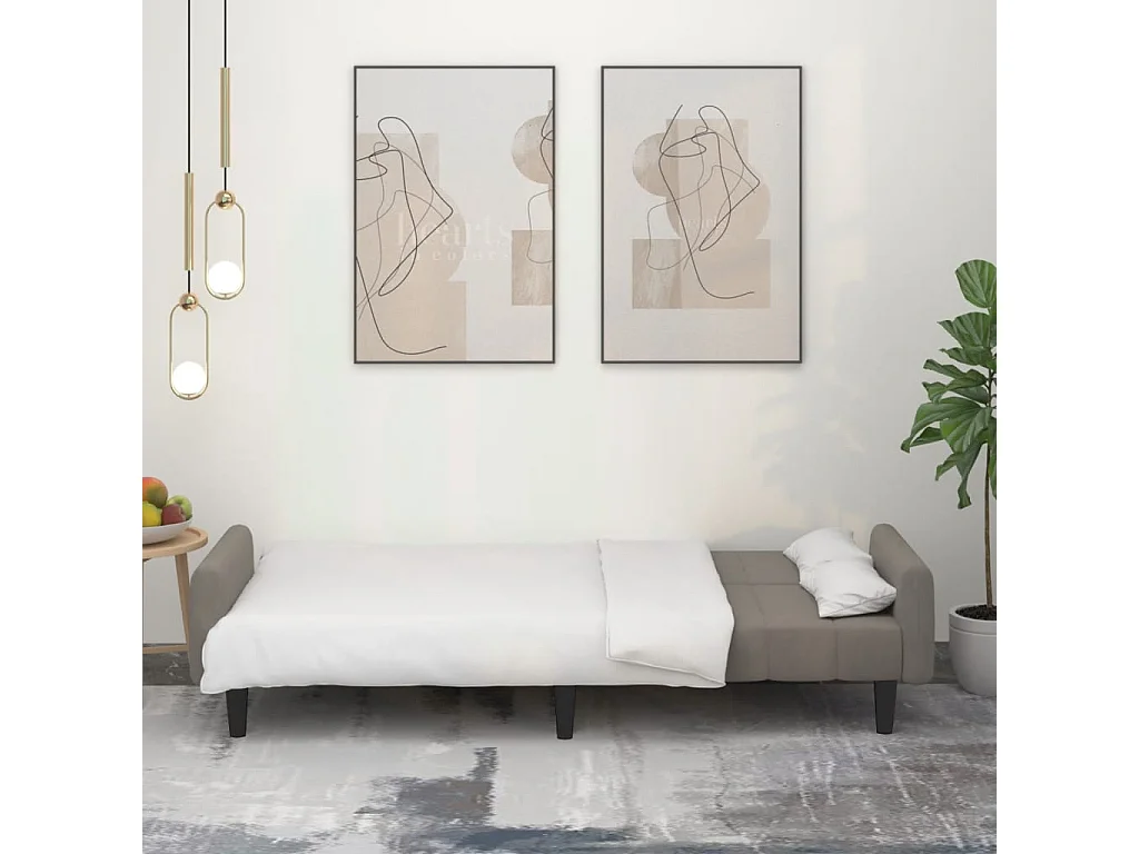 Canapé convertible à 2 places gris clair velours FR42783