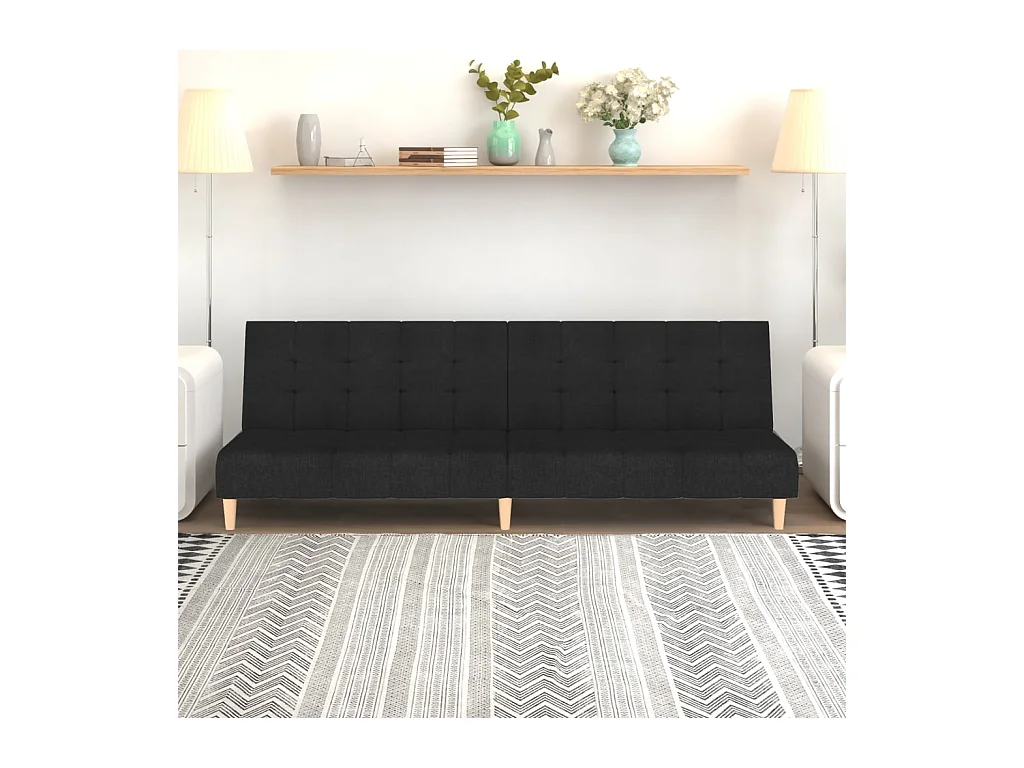 Canapé convertible à 2 places noir tissu FR93227