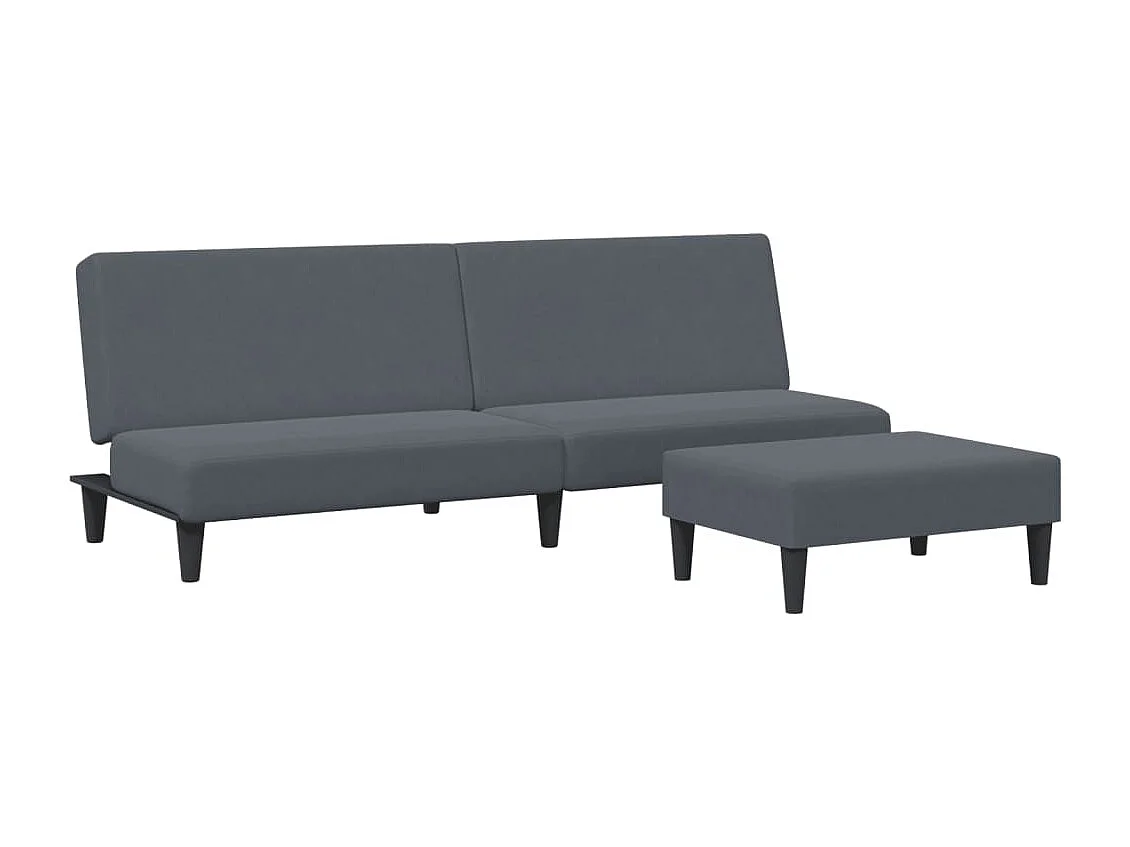 Canapé convertible à 2 places avec repose-pied gris foncé velours FR47447
