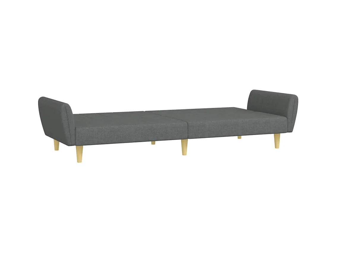Canapé convertible à 2 places avec repose-pied gris foncé tissu FR22516