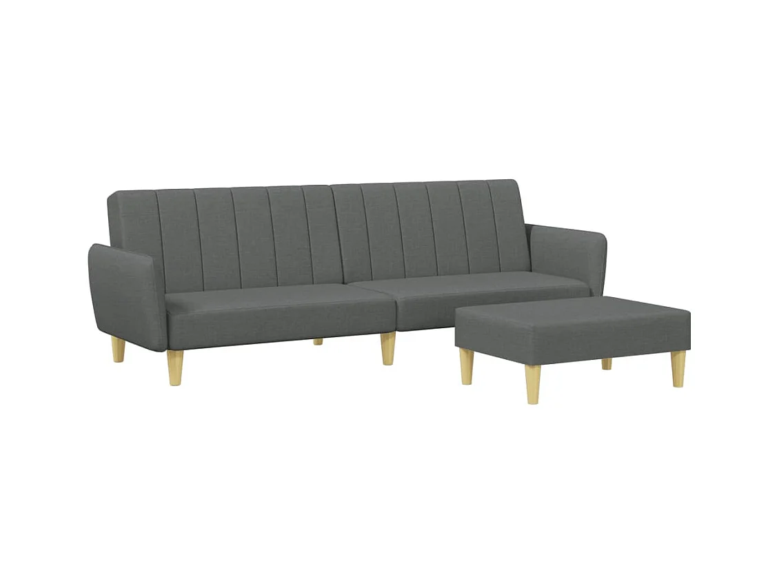 Canapé convertible à 2 places avec repose-pied gris foncé tissu FR22516