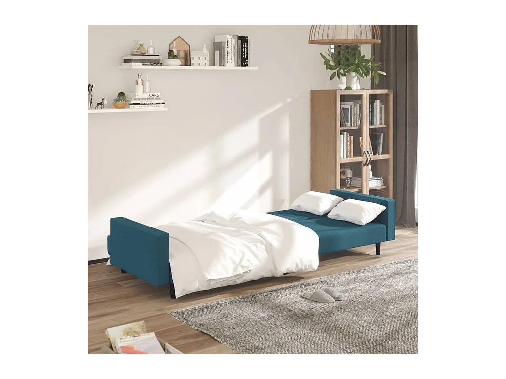 Sofá-cama de 2 lugares veludo azul PT869917