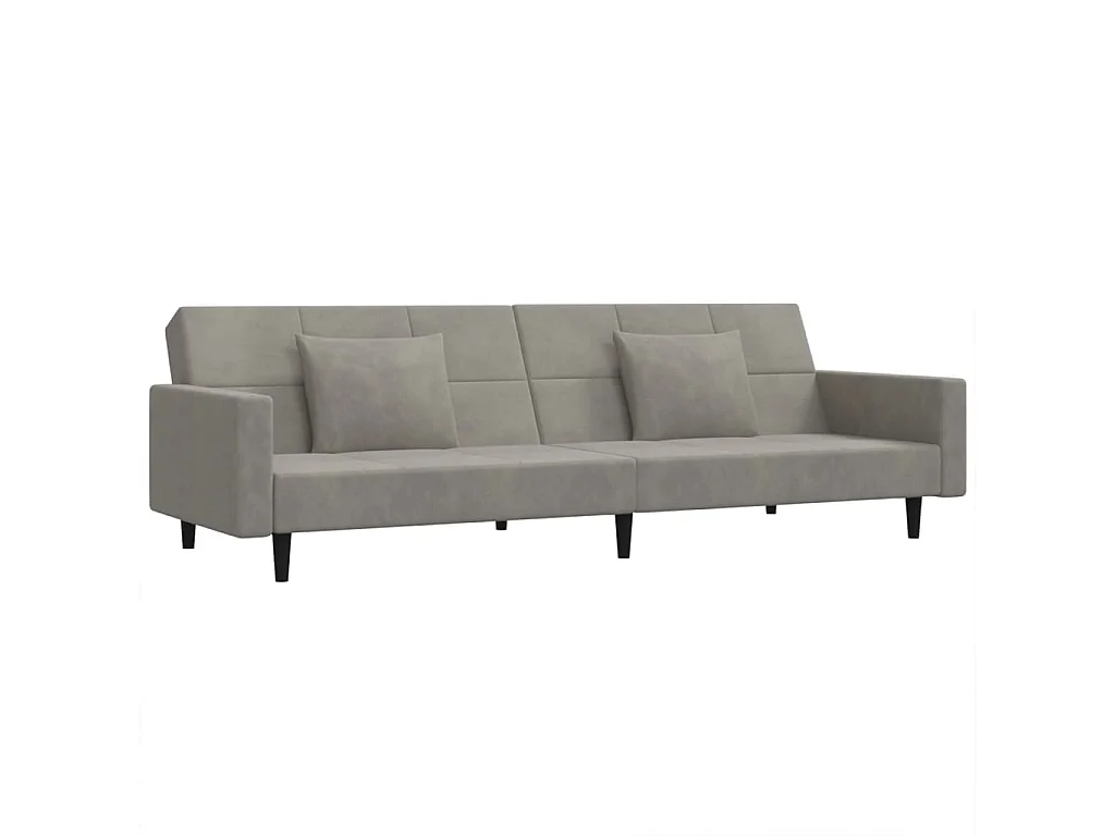 Canapé convertible à 2 places avec deux oreillers Gris clair Velours FR13443