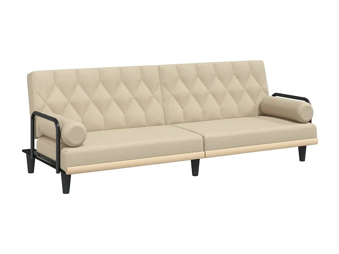 Sofá-cama com apoio de braços tecido cor creme PT155863