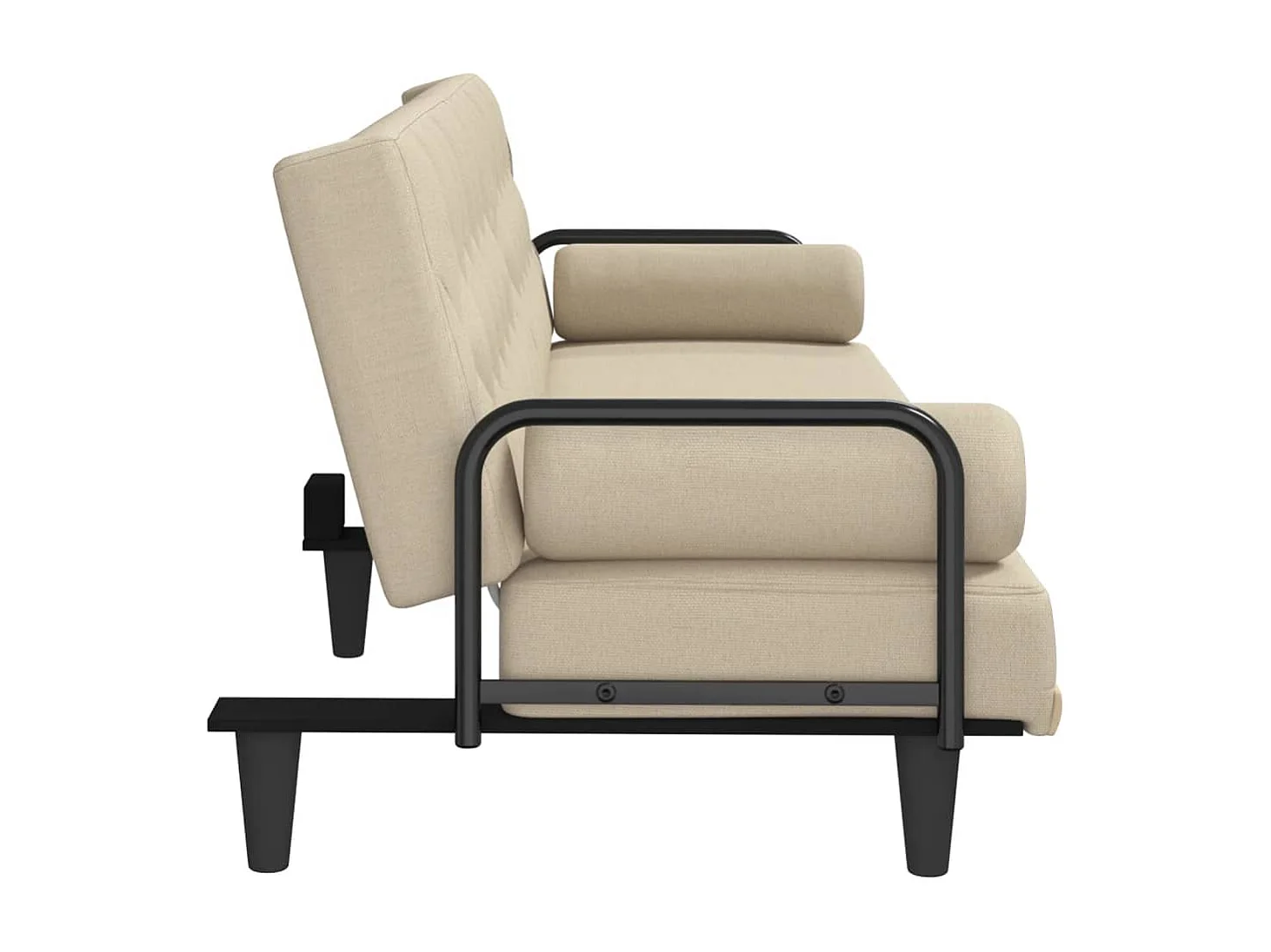 Sofá-cama com apoio de braços tecido cor creme PT155863