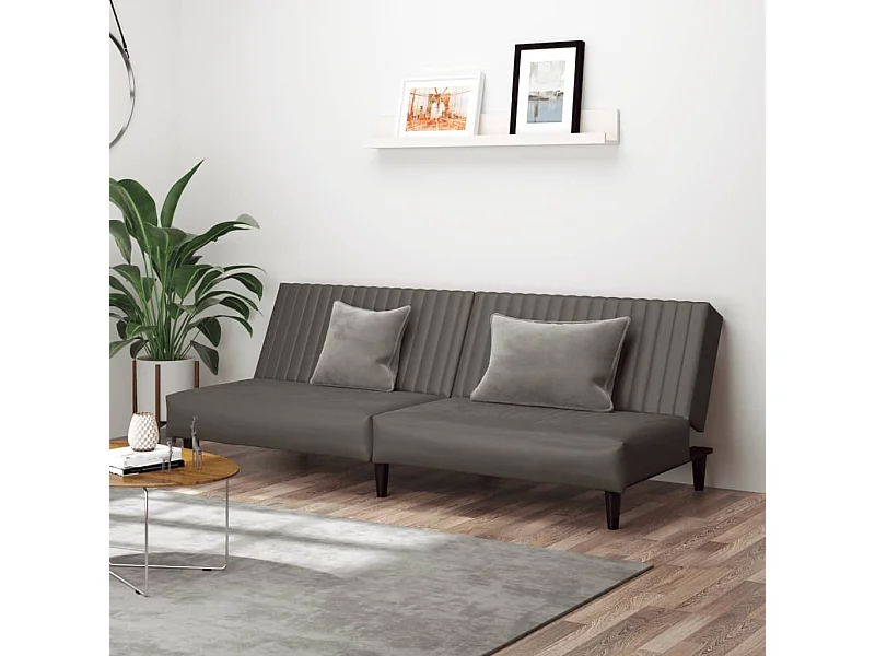 Canapé convertible 2 places gris similicuir FR21271