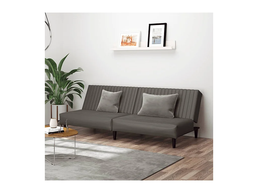 Canapé convertible 2 places gris similicuir FR21271