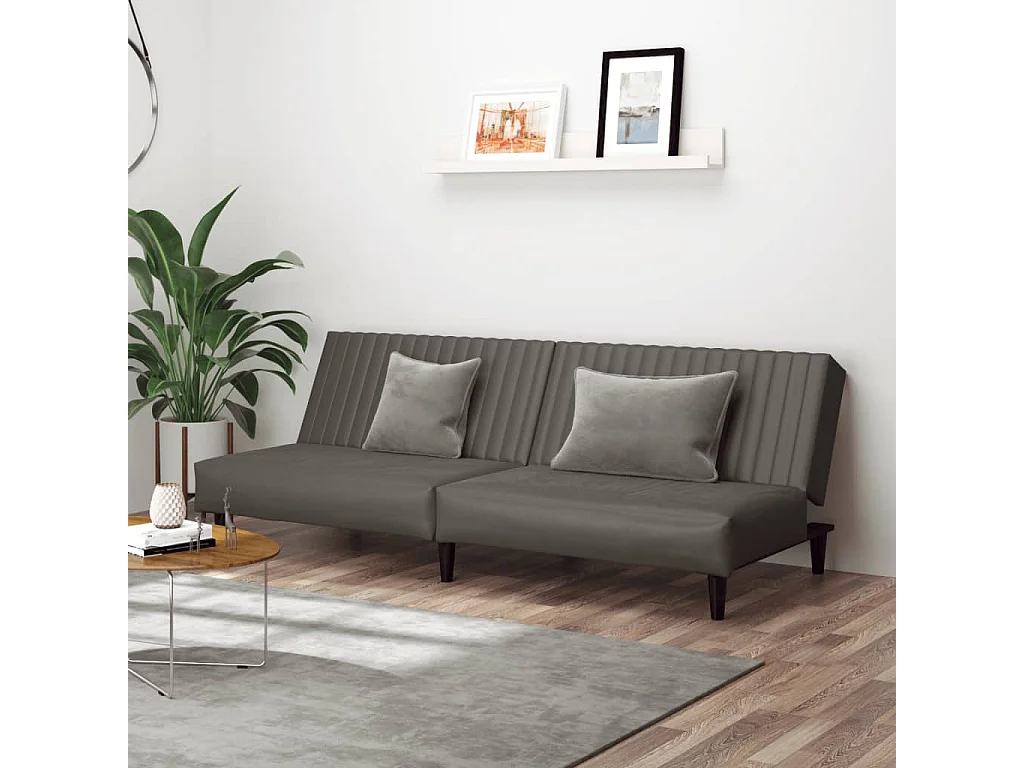 Canapé convertible 2 places gris similicuir FR21271