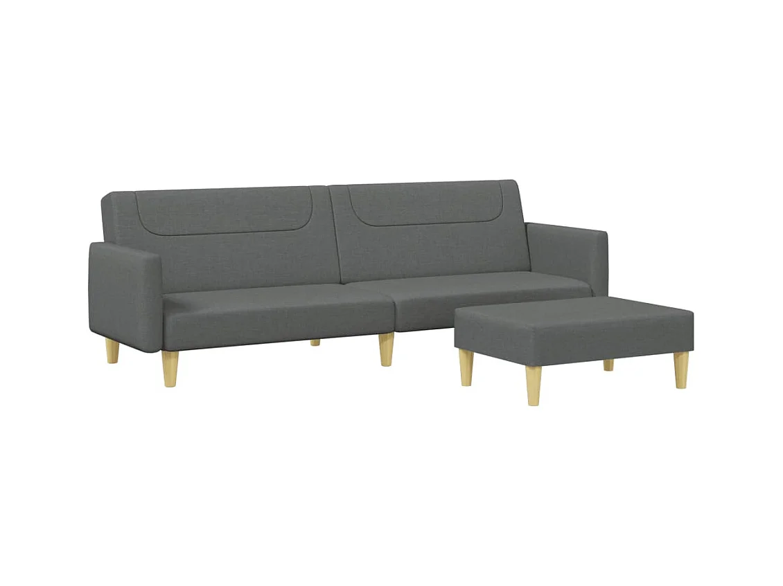 Canapé convertible à 2 places avec repose-pied gris foncé tissu FR83848