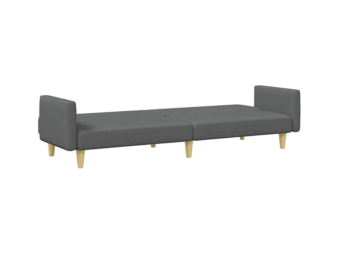 Canapé convertible à 2 places avec repose-pied gris foncé tissu FR83848