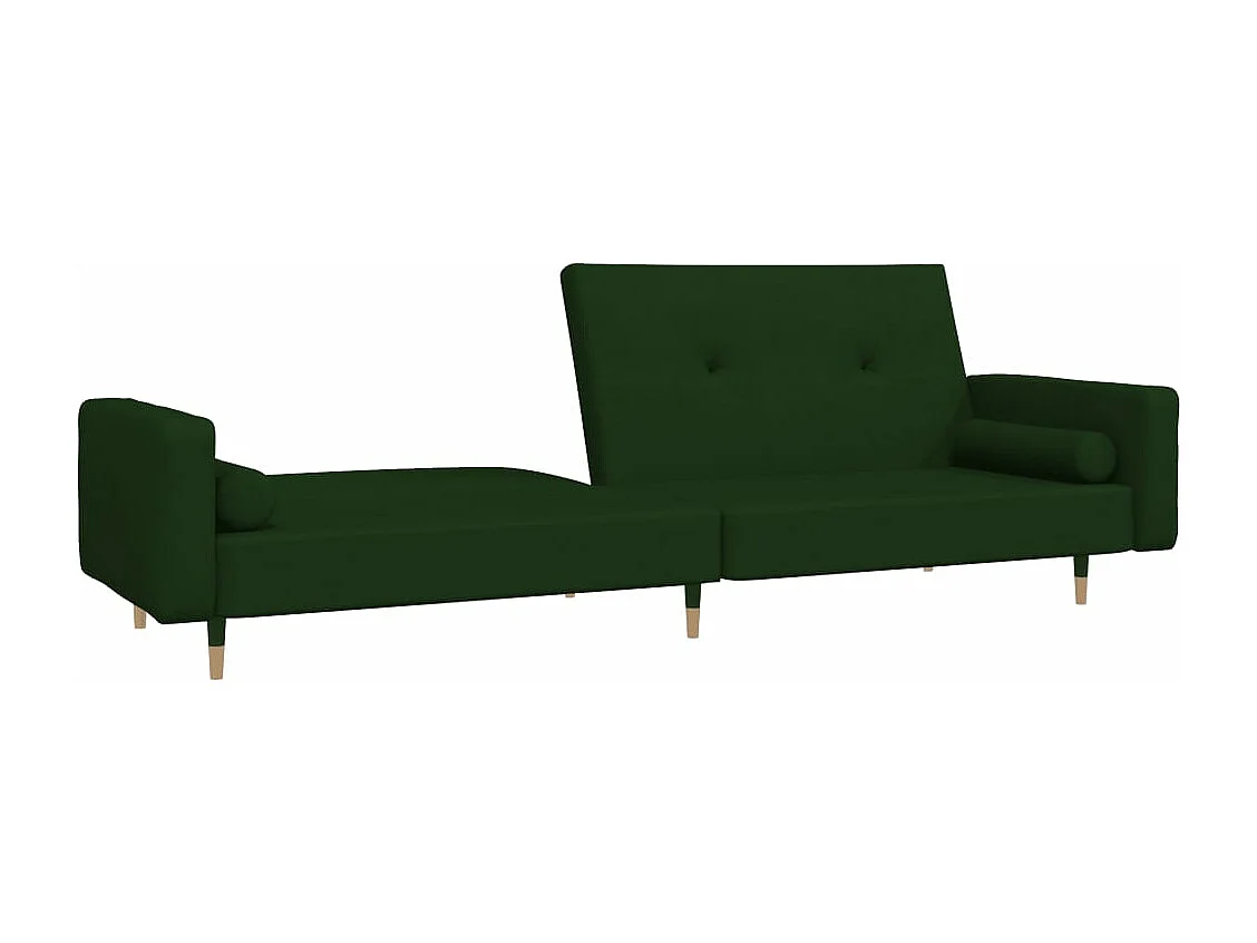 Canapé convertible à 2 places avec deux oreillers Vert foncé Velours FR14234